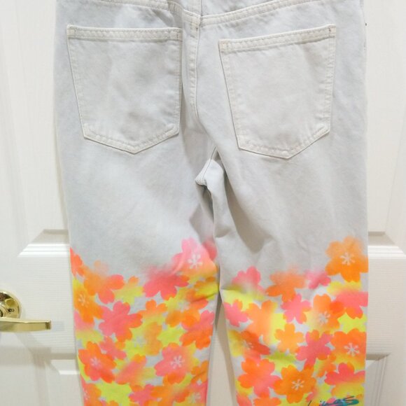 Custom paint job cherry blossom Zara cross over B-Lines woman jeans - Picture 9 of 10